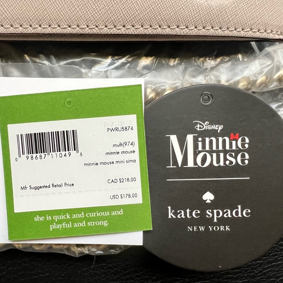 NWT $178 Kate Spade Disney Minnie Mouse Mini Sima Clutch & Gold Chain Crossbody - Picture 5 of 13